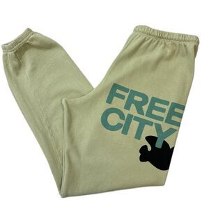 Free City Sweatpants Women S Light Green Bird Logo Drawstring Loungewear